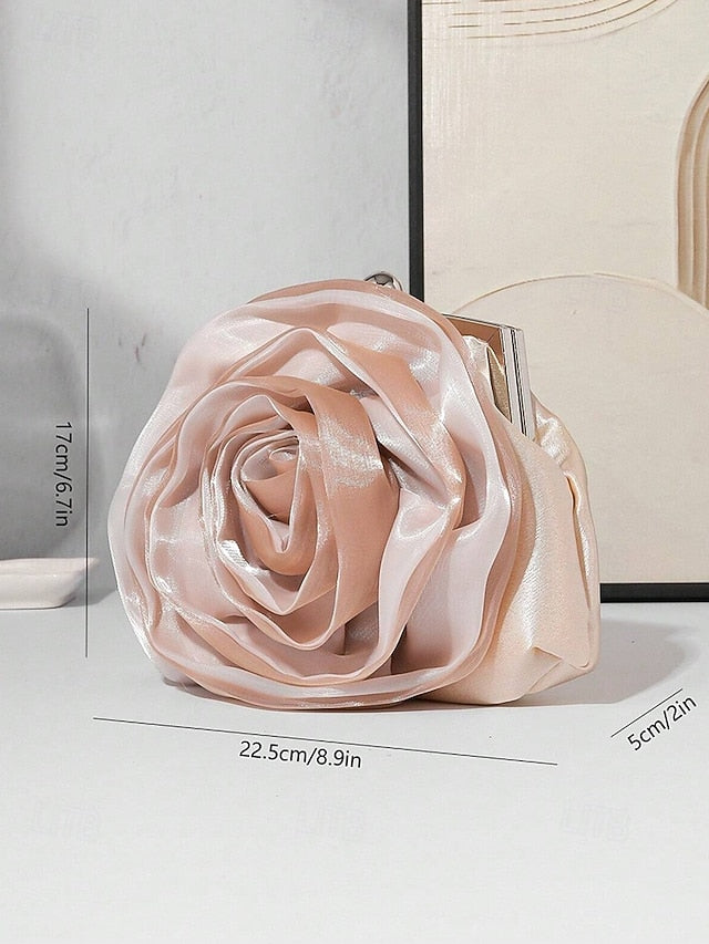 Satin Evening – Elegant Purse Clutch Rose Flower Women's FashionChic