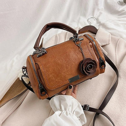 Handbag Vintage-Style Faux Leather Floral Women's with FashionChic