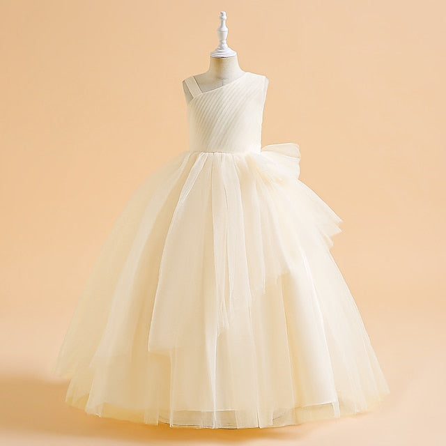 Kids Sleeveless Color Formal Girls' Dress Party Solid FashionChic
