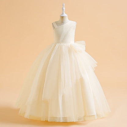 Kids Sleeveless Color Formal Girls' Dress Party Solid FashionChic