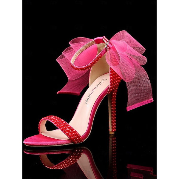 Heels Wedding and Bow with Women's Pearl White Embellished FashionChic