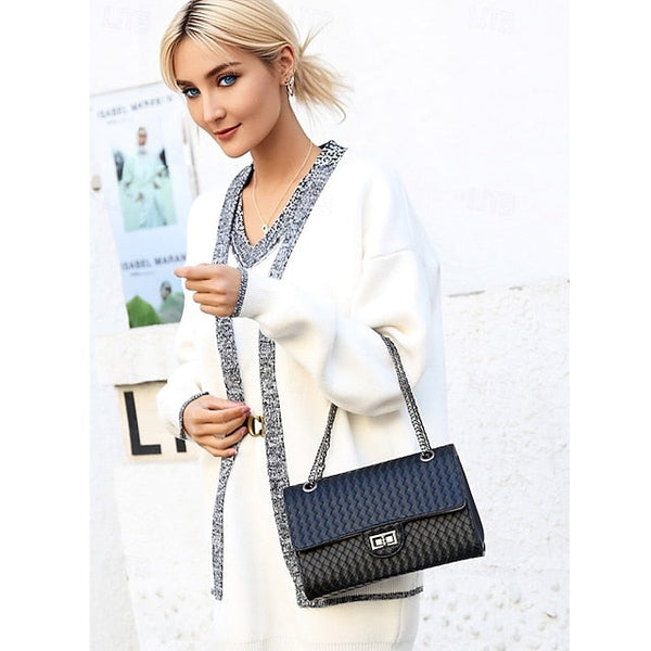 Handbag Set Brown Leather Women's Woven – 3-Piece Faux FashionChic