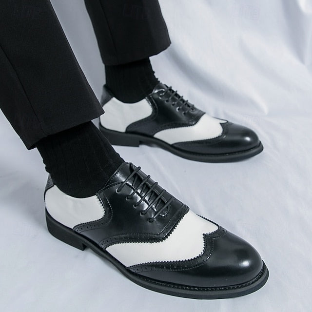 White Brogue and Shoes Oxford in Wingtip Men's Two-Tone FashionChic