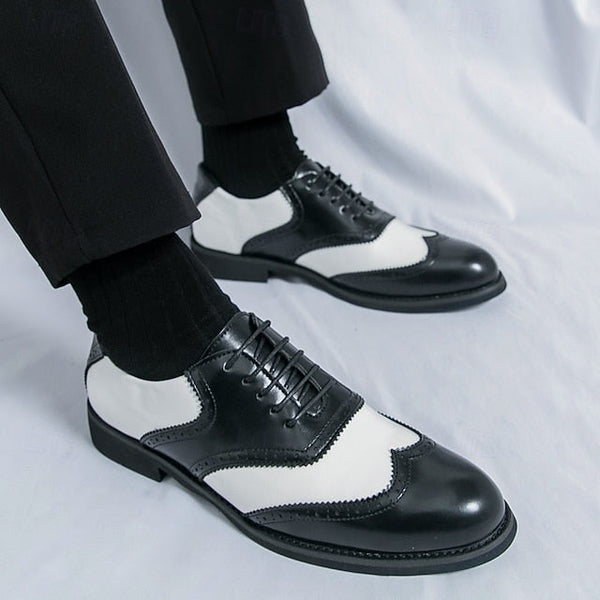 and White Oxford Shoes Brogue Men's Two-Tone in Wingtip FashionChic