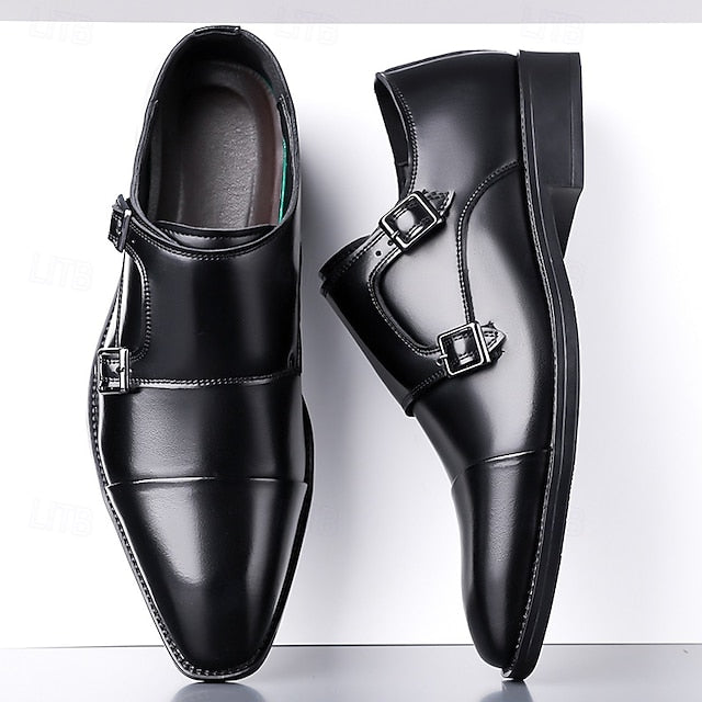 Strap Double – Men's Leather Elegant Shoes Monk Dress FashionChic