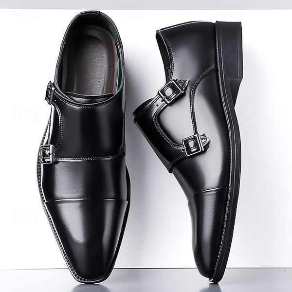 – Shoes Strap Elegant Dress Monk Men's Leather Double FashionChic