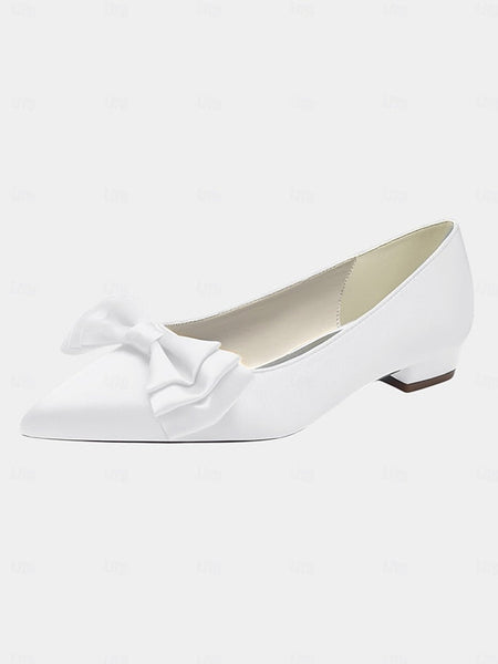 Bow Women's Green - Elegant Toe Satin Pointed Flats FashionChic