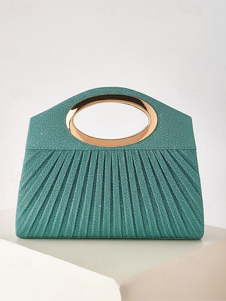 Gold Glitter Women's Clutch Bag with Handle Evening FashionChic