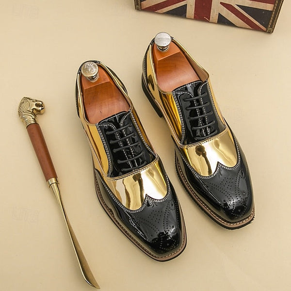 Patent Gold Oxford and Men's Black Leather with Shoes FashionChic