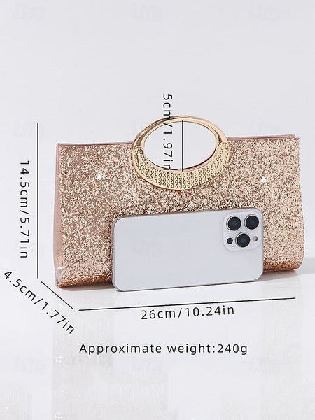 Evening Gold with Women's Silver Clutch Glitter Bag FashionChic