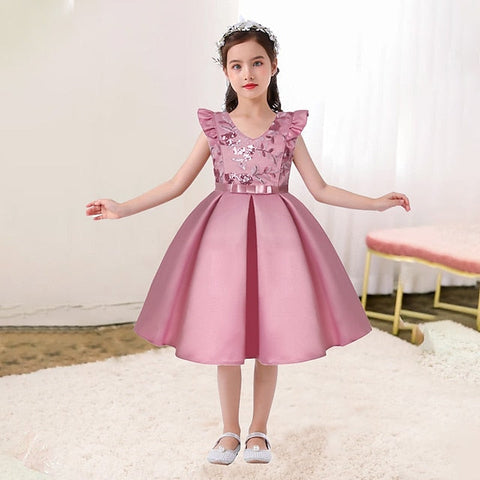 Dress Formal Sleeveless Solid Girls' Color Kids Party FashionChic