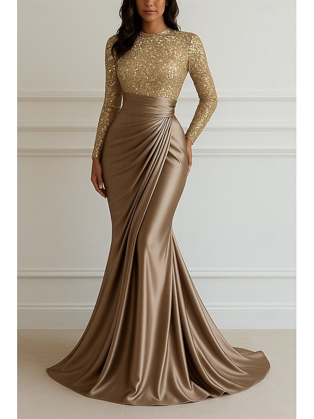 Elegant Gown Evening Wedding Sequin Formal Dress Floor Mermaid FashionChic