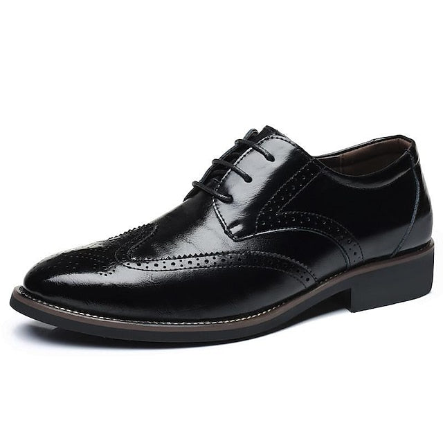 Shoes Classic Oxford Faux Brogue with Men's Blue Leather FashionChic