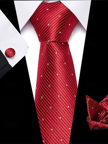 and Square Checkered Men's Pocket Purple Silk Tie – Set FashionChic