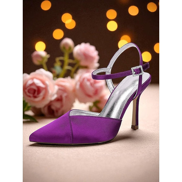 Women's Green - Ankle Strap Heels Satin with Stiletto FashionChic