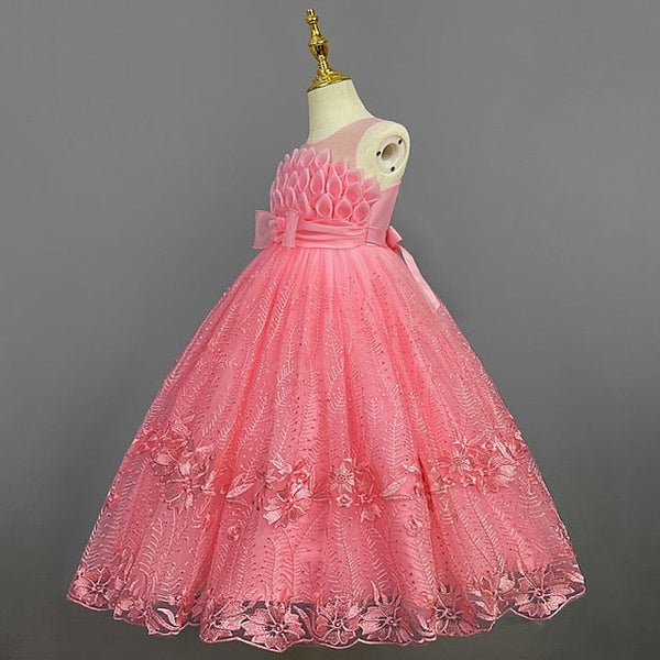 Colored Flower Solid Kids Dress Girl Girls' FashionChic