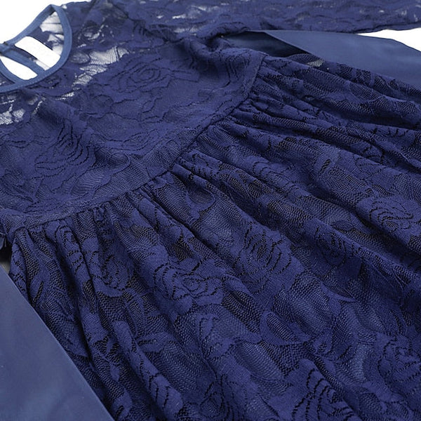 Girl Flower Colored Dress Girls' Long Kids Solid FashionChic