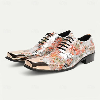 Patent – Leather Men's Floral Oxford Shoes Printed FashionChic