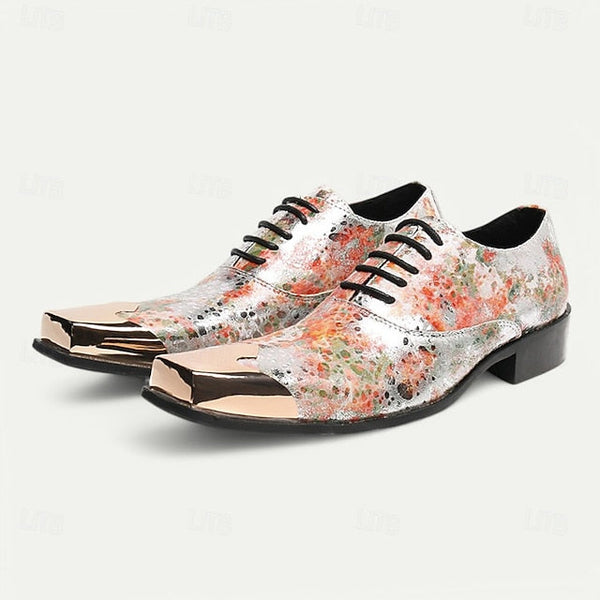 Patent – Leather Men's Floral Oxford Shoes Printed FashionChic
