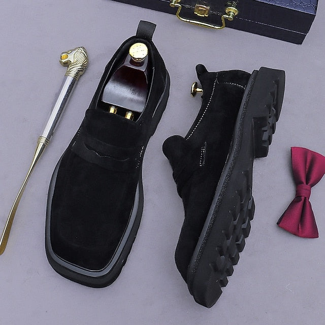 Men's Business Suede Cowhide Loafers -Classic Leather FashionChic