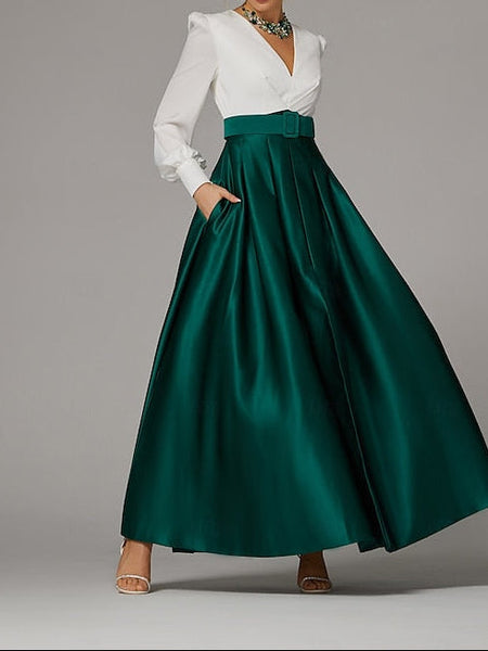 Wedding Guest Evening High Split Floor A-Line Formal Gown Dress FashionChic