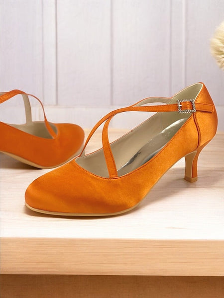 Elegant Buckle White Satin Cross-Strap Heels with – Rhinestone FashionChic