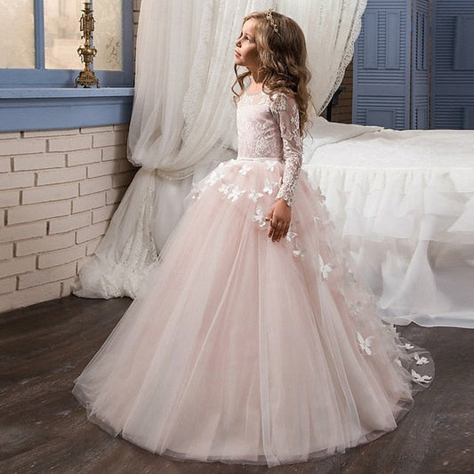 Color Kids Party First Dress Solid Communion Girls' FashionChic