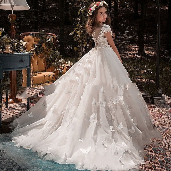 Solid Communion Kids First Girls' Flower Girl Dress FashionChic