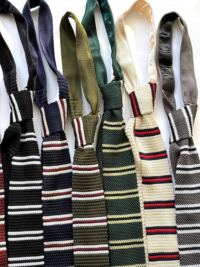 Neck Men's Stylish Christmas Stripe Knit - Tie Woven FashionChic
