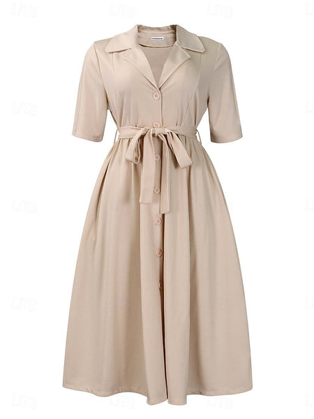 Women's Midi Dress Shirt Dress A Line Dress Elegant Formal FashionChic