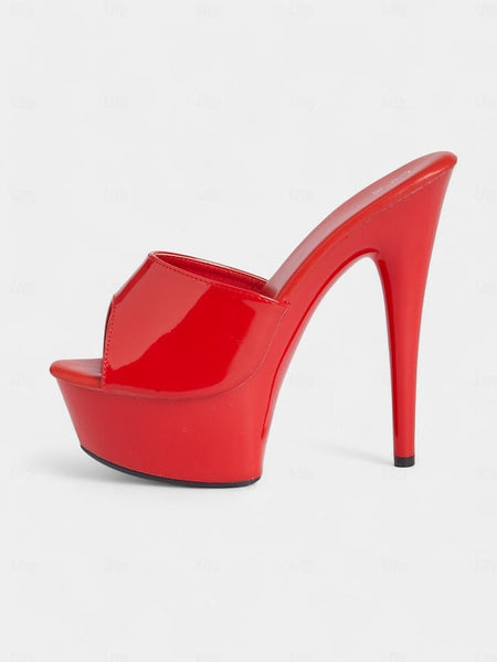 High Leather Women's Heels Patent Red Platform with FashionChic