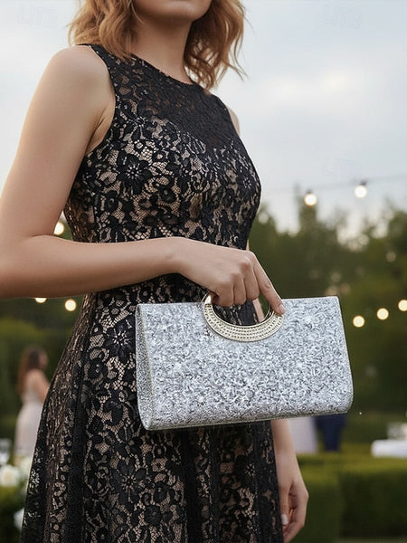Evening Gold with Women's Silver Clutch Glitter Bag FashionChic