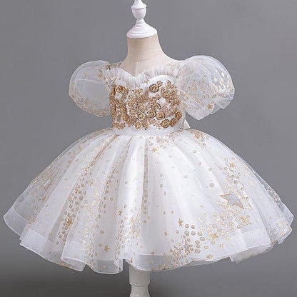 Dress Party Girls' Floral Flower Kids Girl Sequin FashionChic