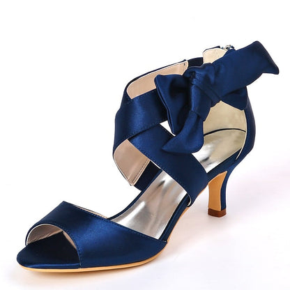 Heel Women's Bowknot Shoes Open Wedding Bridal Kitten FashionChic