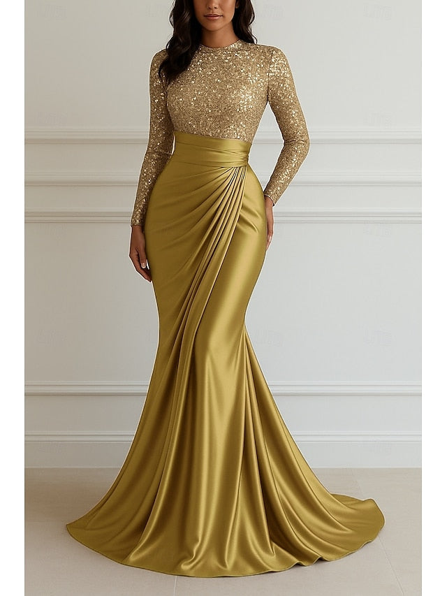 Elegant Gown Evening Wedding Sequin Formal Dress Floor Mermaid FashionChic