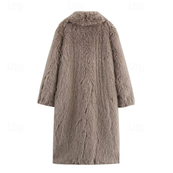 Comfortable Warm Coat Fur Women's Buttons Pocket Faux FashionChic