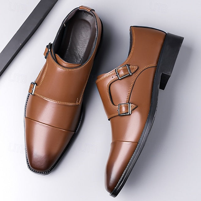 Strap Double – Men's Leather Elegant Shoes Monk Dress FashionChic