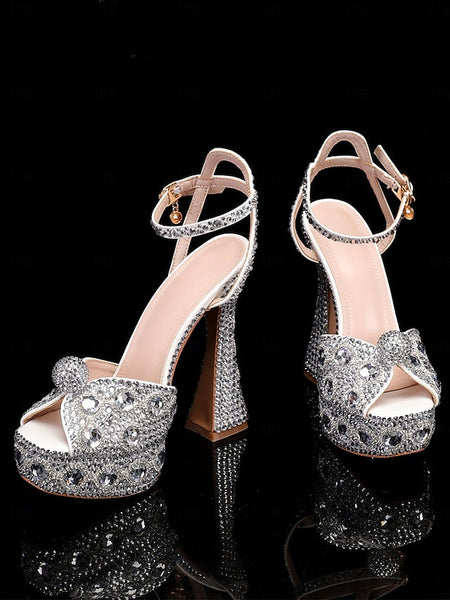 Crystal-Embellished Platform with Women's Sandals Glamorous FashionChic