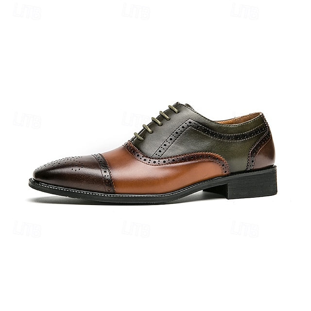 Men's Faux Shoes Leather Brown Oxford Wingtip – Black and FashionChic