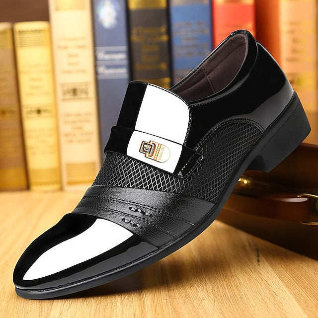 Dress Faux Patent Slip-On – Loafers Leather Formal Men's FashionChic