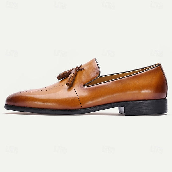 Tassel Loafers Light Brown Classic – Leather Men's FashionChic