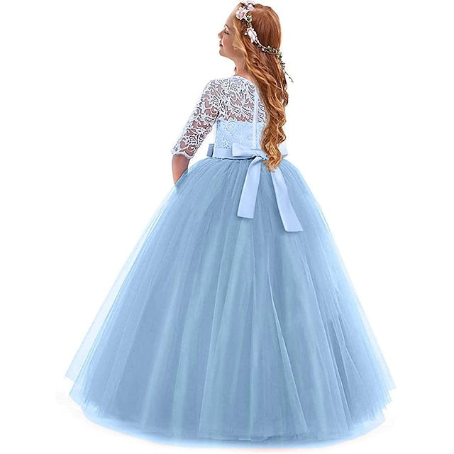 Princess Flower Kids Years Dress Prom 3-13 Lace Girl FashionChic
