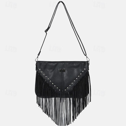 Style Leather with Women's Fringe Crossbody Bohemian Bag FashionChic