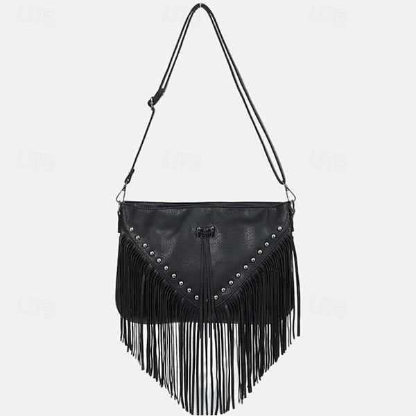 Crossbody Fringe Style Bohemian Bag with Leather Women's FashionChic