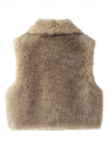 Comfortable Faux Women's Coat Fur Vest Furs Leathers FashionChic