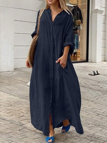 Women's Blue Black White Fall Autumn Maxi long Dress Maxi