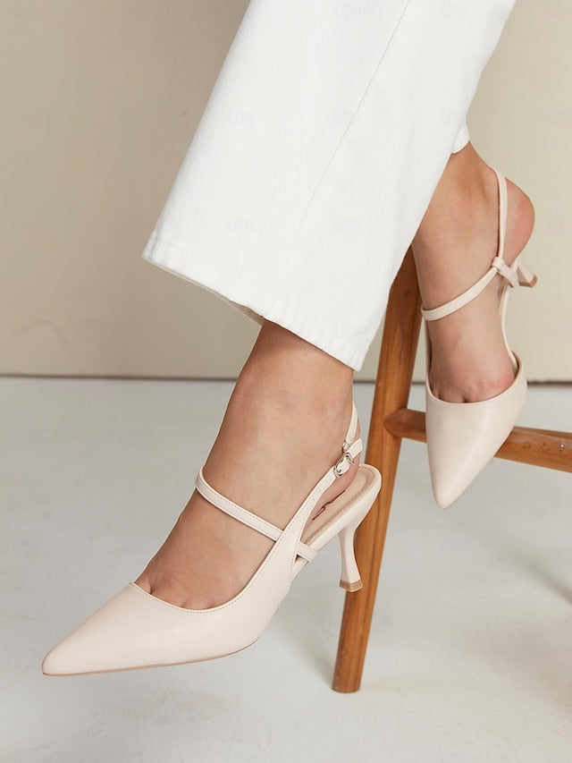 Women's Pumps Kitten Elegant Heel – Slingback Nude FashionChic