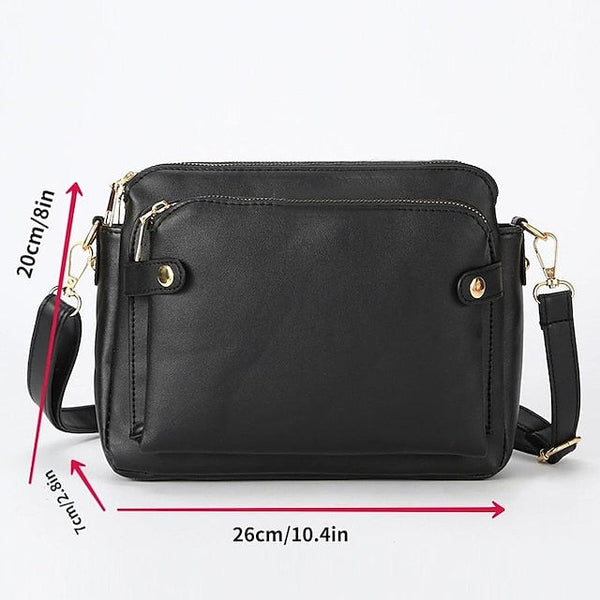 Shoulder Leather Women's Vintage Three-Layer Crossbody FashionChic