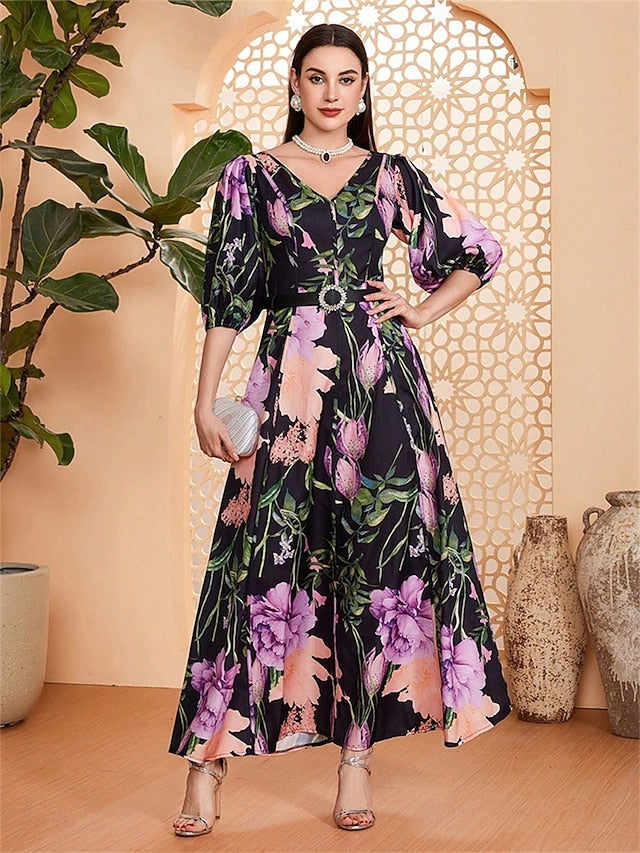 Mother Dress Neck Length of Elegant V the A-Line Bride Floor FashionChic