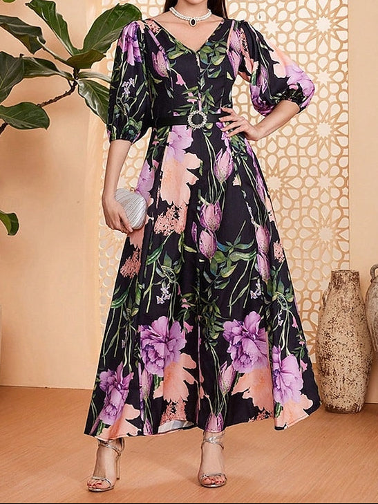 Floor Elegant Neck Dress the Length Bride A-Line V Mother of FashionChic